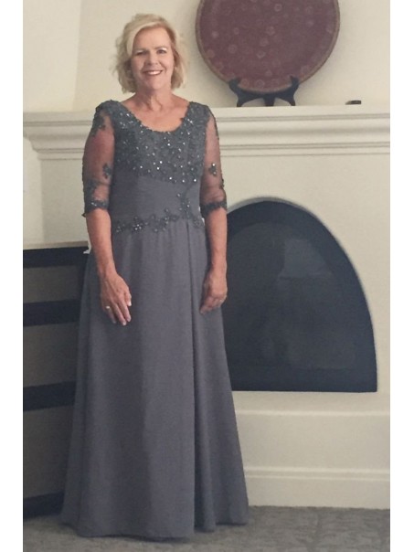 A-Line Beaded Lace Appliques Chiffon Long Mother of The Bride Dresses 99503071 A-Line Beaded Lace Appliques Chiffon Long Mother of The Bride Dresses 99503071