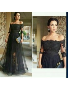 Long Black Off-the-Shoulder Lace Mother of The Bride Dresses 99503091 Long Black Off-the-Shoulder Lace Mother of The Bride Dresses 99503091