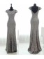 Latest Sequins Cap-Sleeves Silver Long Bridesmaid Dresses 99601001