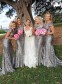 Latest Sequins Cap-Sleeves Silver Long Bridesmaid Dresses 99601001