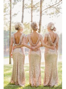 Sheath Sequins Cap Sleeves Long Bridesmaid Dresses 99601005
