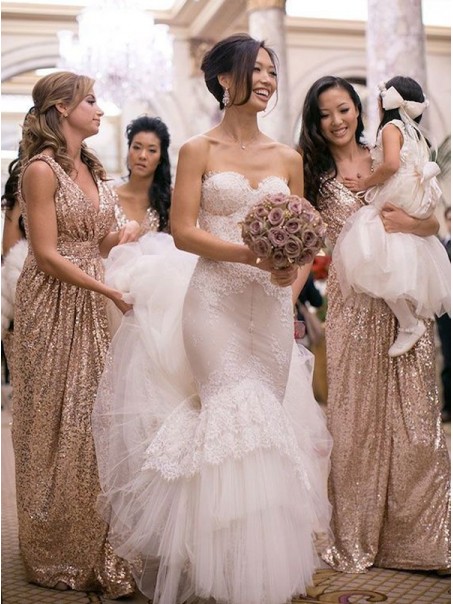 Long Sequins V-Neck Bridesmaid Dresses 99601009 Long Sequins V-Neck Bridesmaid Dresses 99601009