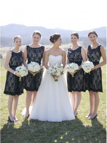 Black Lace Short Keyhole Back Bridesmaid Dresses 99601013 Black Lace Short Keyhole Back Bridesmaid Dresses 99601013