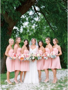 Short Pink Chiffon Country Bridesmaid Dresses 99601017