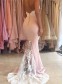 Trumpet/Mermaid Sweetheart Lace Long Pink Bridesmaid Dresses 99601026
