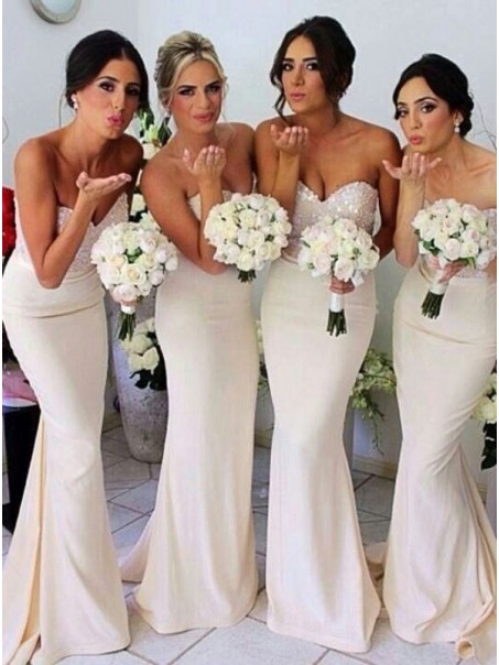 Trumpet/Mermaid Sweetheart Sequins Long Bridesmaid Dresses 99601027