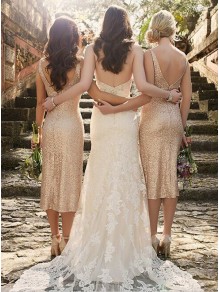 Sheath V-Neck Sequins Short Bridesmaid Dresses 99601028