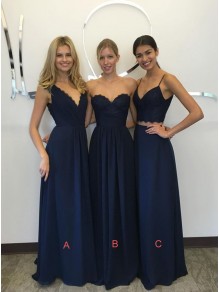 Long Navy Blue Lace Chiffon Floor-Length Wedding Party Dresses Bridesmaid Dresses 99601048 Long Navy Blue Lace Chiffon Floor-Length Wedding Party Dresses Bridesmaid Dresses 99601048