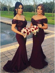 Trumpet/Mermaid Off-the-Shoulder Sequins Long Purple Wedding Party Dresses Bridesmaid Dresses 99601050 Trumpet/Mermaid Off-the-Shoulder Sequins Long Purple Wedding Party Dresses Bridesmaid Dresses 99601050