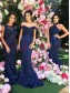 Trumpet/Mermaid Long Blue Lace Wedding Party Dresses Bridesmaid Dresses 99601051