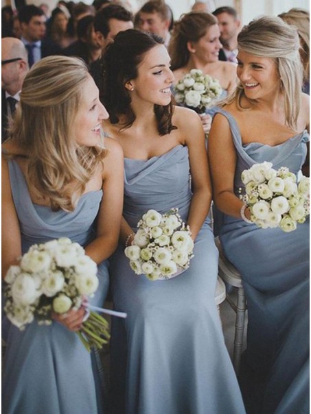 Sheath One-Shoulder Long Chiffon Wedding Party Dresses Bridesmaid Dresses 99601059
