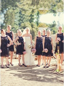 Short Black Lace Wedding Party Dresses Bridesmaid Dresses 99601065