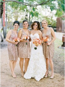 Short V-Neck Sequins Straps Sleeveless Wedding Party Dresses Bridesmaid Dresses 99601068 Short V-Neck Sequins Straps Sleeveless Wedding Party Dresses Bridesmaid Dresses 99601068