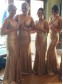 Trumpet/Mermaid V-Neck Straps Sequins Gold Long Wedding Party Dresses Bridesmaid Dresses 99601084