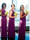 Long Purple Chiffon One-Shoulder Wedding Party Dresses Bridesmaid Dresses 99601086