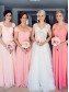 Cap-Sleeves Long Chiffon Wedding Party Dresses Bridesmaid Dresses 99601087