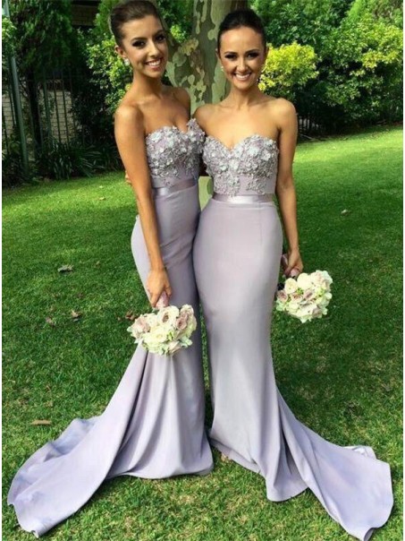 Trumpet/Mermaid Sweetheart Long Wedding Party Dresses Bridesmaid Dresses 99601089