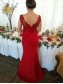 Trumpet/Mermaid Cap-Sleeves V-neck Lace Long Red Wedding Party Dresses Bridesmaid Dresses 99601092