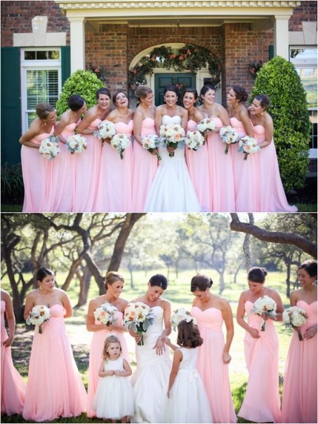 Long Pink Sweetheart Chiffon Wedding Party Dresses Bridesmaid Dresses 99601097