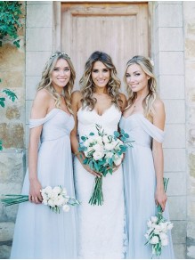 A Line Ruched Chiffon Pale Light Blue Bridesmaid Gowns Off the Shoulder Sweetheart Neckline Floor Length 99601098 A Line Ruched Chiffon Pale Light Blue Bridesmaid Gowns Off the Shoulder Sweetheart Neckline Floor Length 99601098