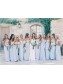 A Line Ruched Chiffon Pale Light Blue Bridesmaid Gowns Off the Shoulder Sweetheart Neckline Floor Length 99601098