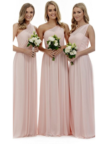 Long Pink One-Shoulder Floor-Length Wedding Guest Dresses Bridesmaid Dresses 99601101
