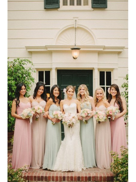 Glamorous Vintage Sweetheart Floor Length Chiffon Wedding Guest Dresses Bridesmaid Dresses 99601110