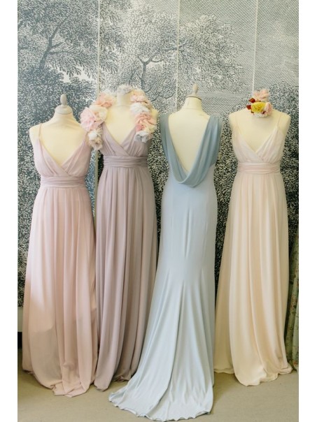 Spaghetti Straps V-Neck Floor-Length Chiffon Wedding Guest Dresses Bridesmaid Dresses 99601111