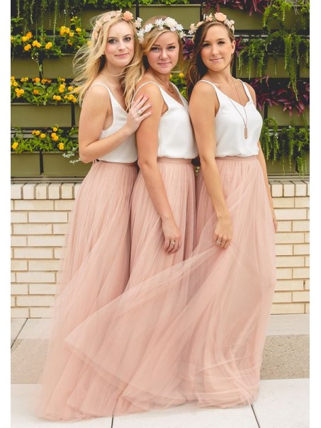Floor-Length Tulle Wedding Guest Dresses Bridesmaid Dresses 99601116
