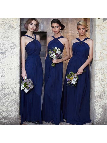 Long Navy Blue Chiffon Wedding Guest Dresses Bridesmaid Dresses 99601118