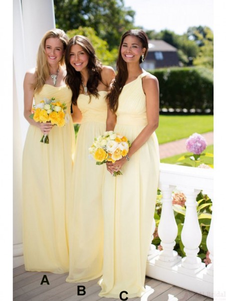 Long Yellow Chiffon Wedding Guest Dresses Bridesmaid Dresses 99601121