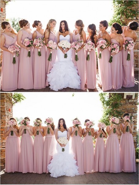 Pink One-Shoulder Floor-Length Chiffon Wedding Guest Dresses Bridesmaid Dresses 99601123