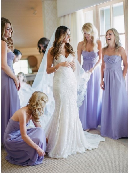 Floor-Length Sweetheart Chiffon Wedding Guest Dresses Bridesmaid Dresses 99601138