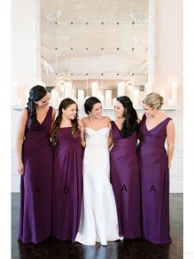 Purple Floor-Length Chiffon Wedding Guest Dresses Bridesmaid Dresses 99601144