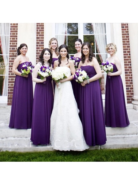 Empire Strapless Long Purple Chiffon Wedding Guest Dresses Bridesmaid Dresses 99601148