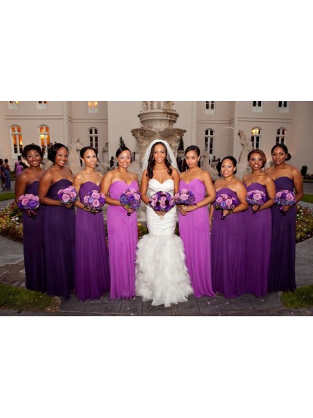 Long Purple Sweetheart Chiffon Plus Size Country Wedding Guest Dresses Bridesmaid Dresses 99601154