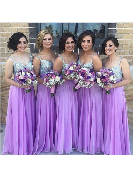 Lilac Sequins Long Chiffon Wedding Guest Dresses Bridesmaid Dresses 99601157