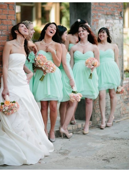 Mint Green Short Sweetheart Chiffon Wedding Guest Dresses Bridesmaid Dresses 99601160