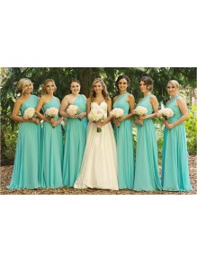 Mint Green One-Shoulder Long Chiffon Wedding Guest Dresses Bridesmaid Dresses 99601162