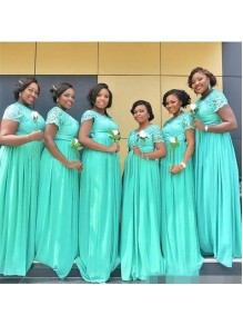 Mint Green Short Sleeves Chiffon Lace Plus Size Long Wedding Guest Dresses Bridesmaid Dresses 99601163 Mint Green Short Sleeves Chiffon Lace Plus Size Long Wedding Guest Dresses Bridesmaid Dresses 99601163