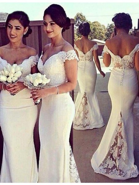 Mermaid Off-the-Shoulder Lace Long Wedding Guest Dresses Bridesmaid Dresses 99601170