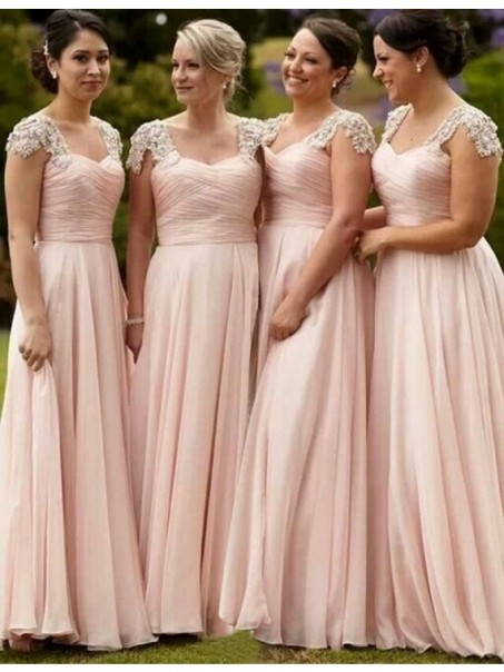 Long Pink Lace Chiffon Wedding Guest Dresses Bridesmaid Dresses 99601171