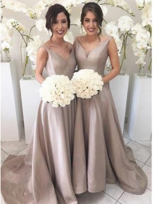 A-Line V-Neck Long Wedding Guest Dresses Bridesmaid Dresses 99601172 A-Line V-Neck Long Wedding Guest Dresses Bridesmaid Dresses 99601172