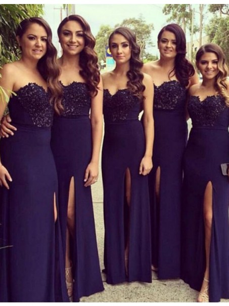 Long Purple Side Slit Lace Chiffon Wedding Guest Dresses Bridesmaid Dresses 99601187