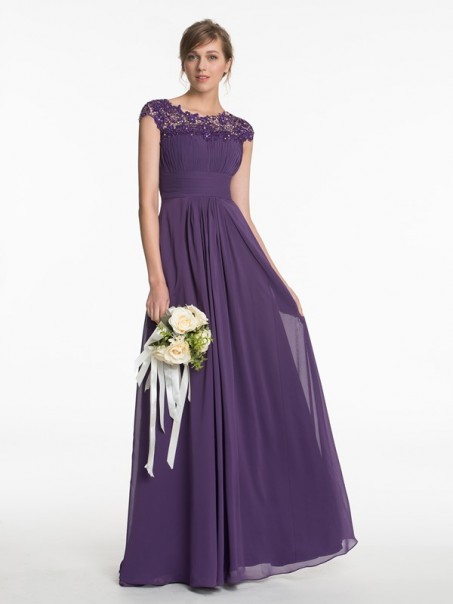 Long Purple Lace Chiffon Wedding Guest Dresses Bridesmaid Dresses 99601197