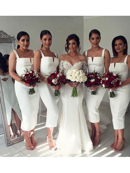 Tea Length Straps Sleeveless Wedding Guest Dresses Bridesmaid Dresses 99601205