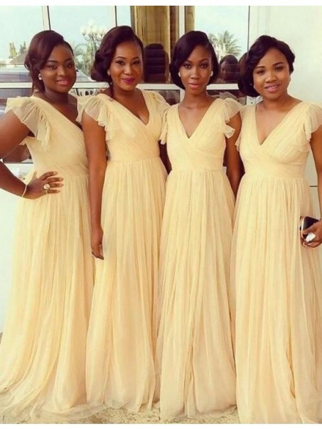 A-Line V-Neck Plus Size Wedding Guest Dresses Bridesmaid Dresses 99601209