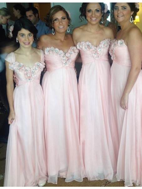 Empire Sweetheart Long Pink Wedding Guest Dresses Bridesmaid Dresses 99601211