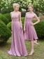 A-Line Lace Chiffon Illusion Neckline Long Wedding Guest Dresses Bridesmaid Dresses 99601219