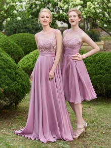 A-Line Lace Chiffon Illusion Neckline Long Wedding Guest Dresses Bridesmaid Dresses 99601219 A-Line Lace Chiffon Illusion Neckline Long Wedding Guest Dresses Bridesmaid Dresses 99601219